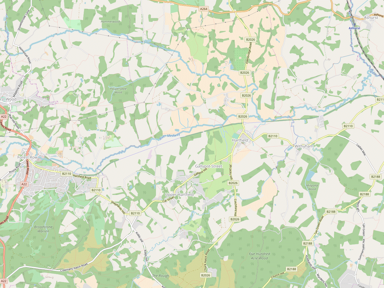 Walk Map: Ashurst to Forest Row