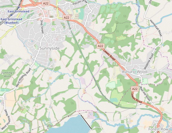 Walk Map: Forest Row to East Grinstead