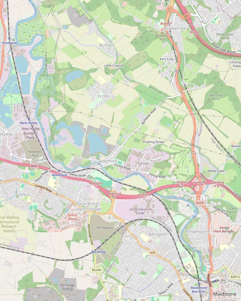 Walk Map: Aylesford to Maidstone, via Blue Bell Hill