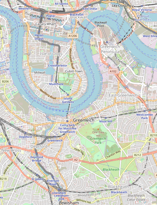 Walk Map: Blackheath to Canary Wharf