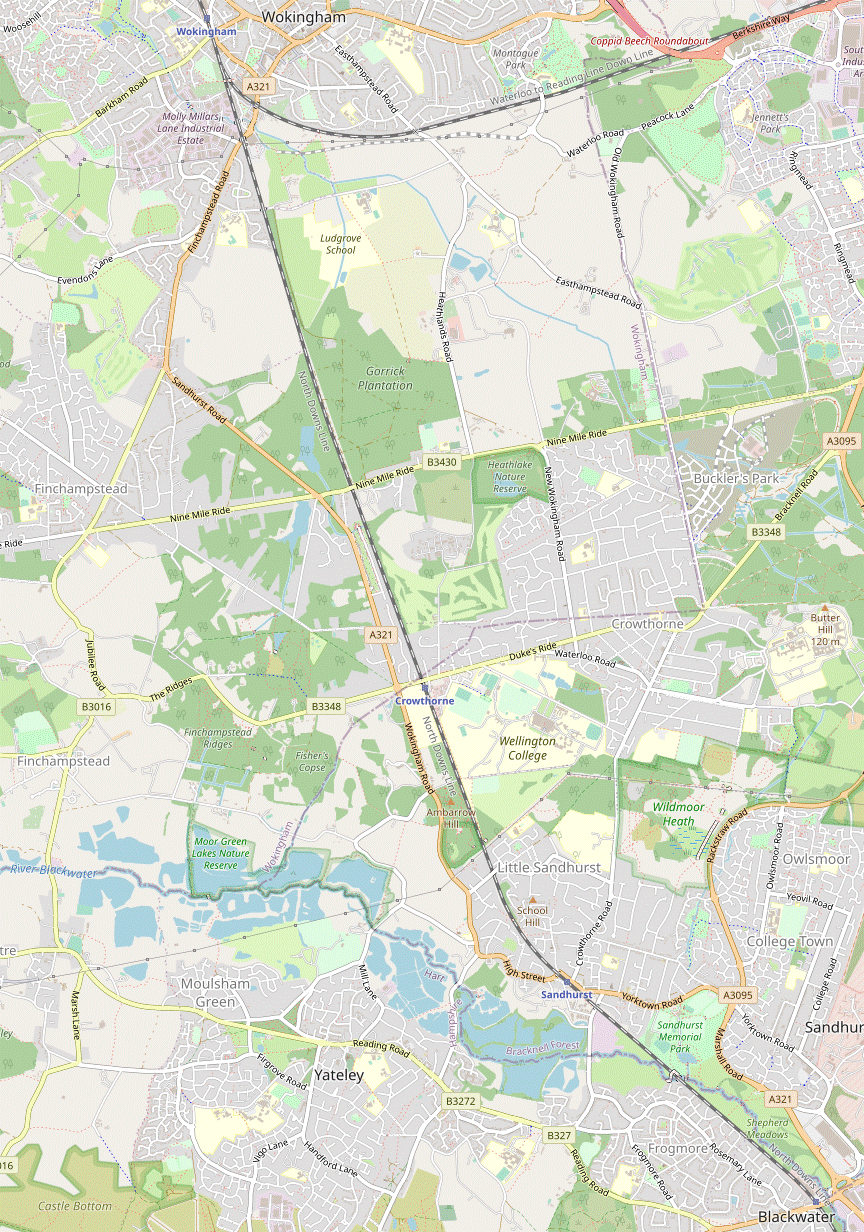 Walk Map: Blackwater to Wokingham