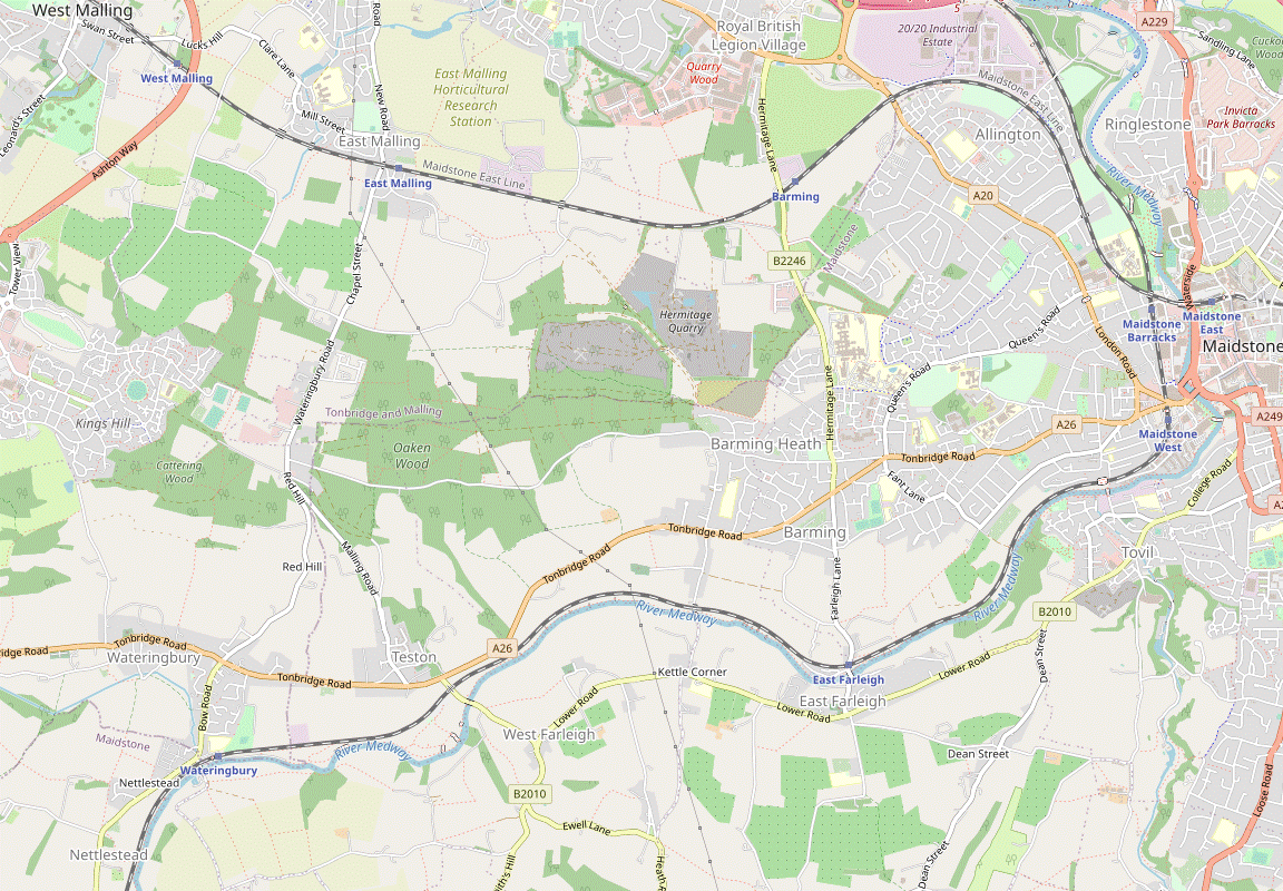 Walk Map: East (or West) Malling to Maidstone