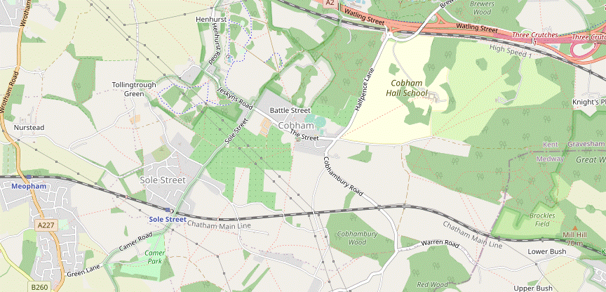 Walk Map 1: Meopham to Ranscombe Farm