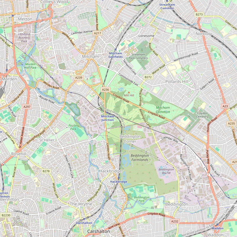 Walk Map: Mitcham Junction to Colliers Wood