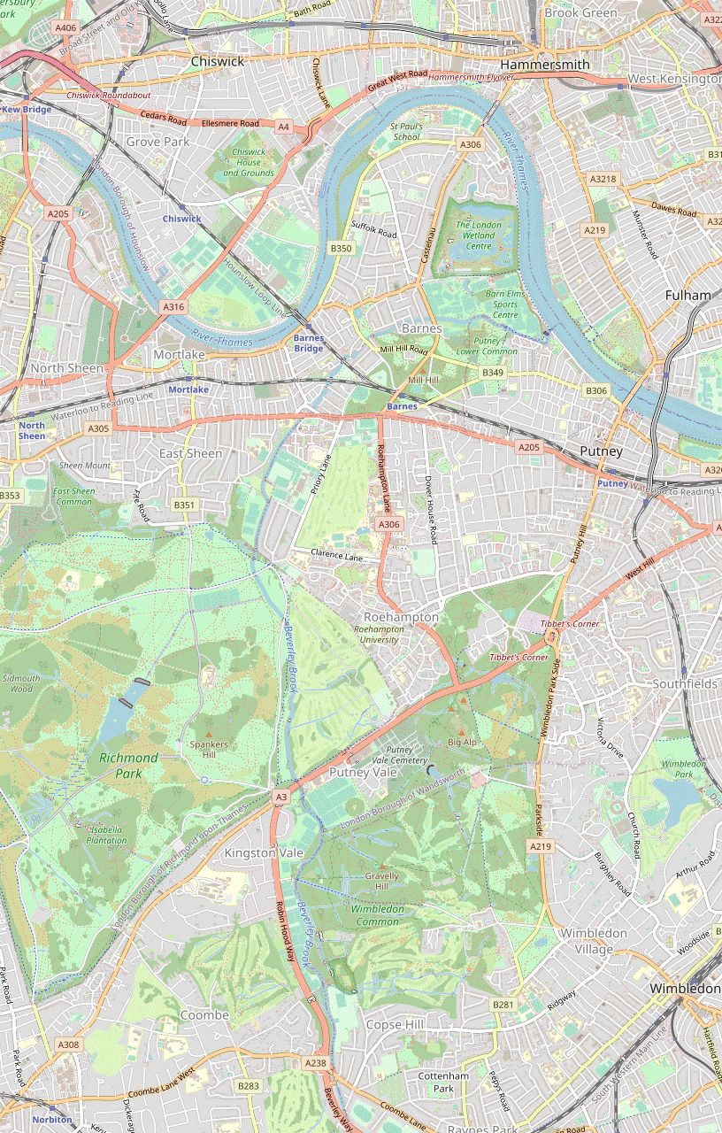 Walk Map: Norbiton to Hammersmith (or Putney)